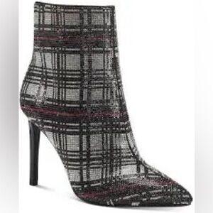 NIB women’s plaid glitter high heels pointed toes sexy luxury ankle boots
